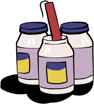Jars of mayonnaise with a stick of dynamite.