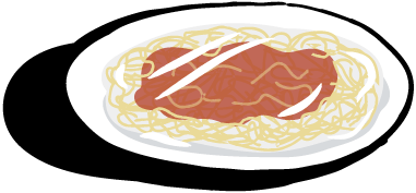 A plate of spaghetti with unsettling sheen.